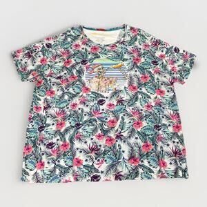 Robert Graham Men's 3XL Tropical Floral Drinking Skeleton Graphic T Shirt Cotton